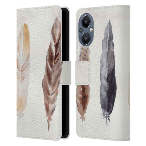 Mai Autumn Feathers Pattern Leather Book Wallet Case Cover For OnePlus Nord N20 5G