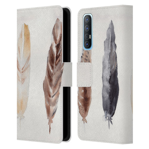 Mai Autumn Feathers Pattern Leather Book Wallet Case Cover For OPPO Find X2 Neo 5G