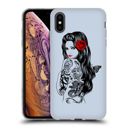Rachel Caldwell Illustrations Tattoo Girl Soft Gel Case for Apple iPhone XS Max