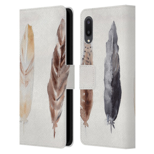 Mai Autumn Feathers Pattern Leather Book Wallet Case Cover For Samsung Galaxy A02/M02 (2021)