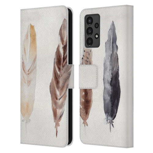 Mai Autumn Feathers Pattern Leather Book Wallet Case Cover For Samsung Galaxy A13 (2022)