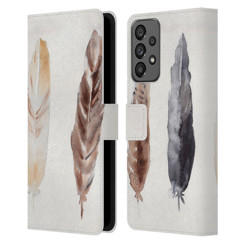 Mai Autumn Feathers Pattern Leather Book Wallet Case Cover For Samsung Galaxy A73 5G (2022)