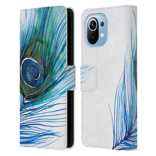 Mai Autumn Feathers Peacock Leather Book Wallet Case Cover For Xiaomi Mi 11