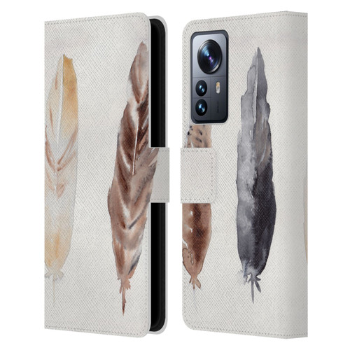 Mai Autumn Feathers Pattern Leather Book Wallet Case Cover For Xiaomi 12 Pro