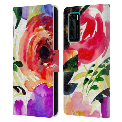 Mai Autumn Floral Garden Bloom Leather Book Wallet Case Cover For Huawei P40 5G