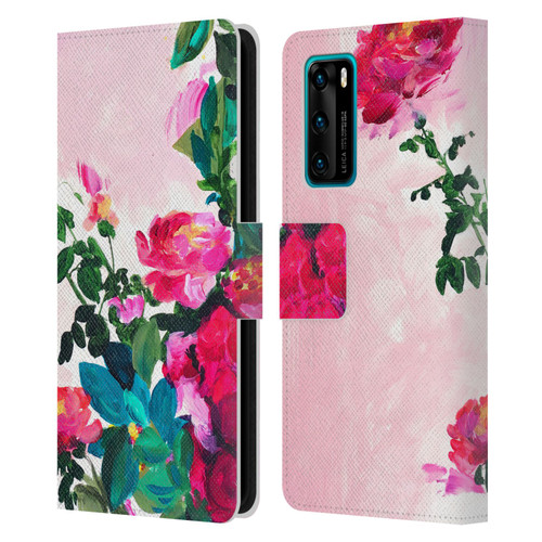 Mai Autumn Floral Garden Rose Leather Book Wallet Case Cover For Huawei P40 5G