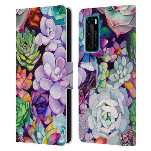 Mai Autumn Floral Garden Succulent Leather Book Wallet Case Cover For Huawei P40 5G