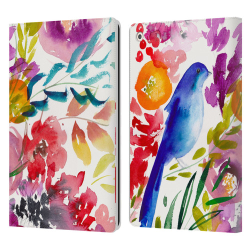 Mai Autumn Floral Garden Bluebird Leather Book Wallet Case Cover For Apple iPad 10.2 2019/2020/2021