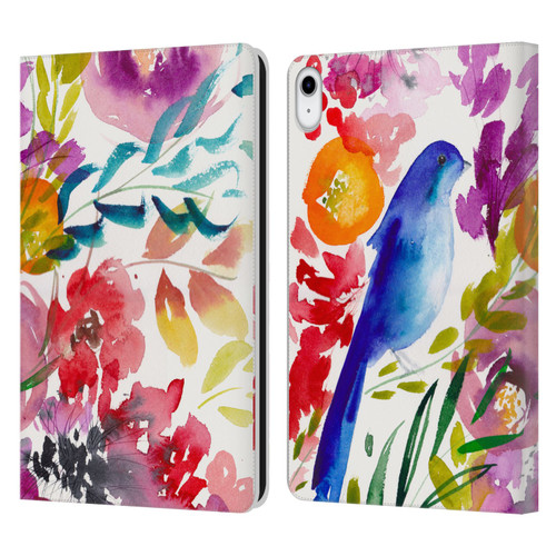 Mai Autumn Floral Garden Bluebird Leather Book Wallet Case Cover For Apple iPad 10.9 (2022)