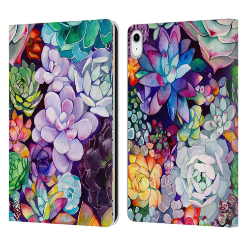 Mai Autumn Floral Garden Succulent Leather Book Wallet Case Cover For Apple iPad 10.9 (2022)