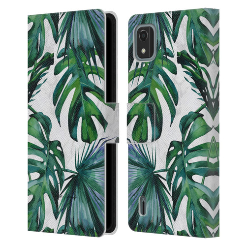 Nature Magick Tropical Palm Leaves On Marble Green Tropics Leather Book Wallet Case Cover For Nokia C2 2nd Edition