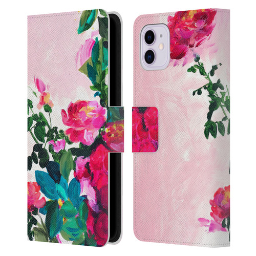 Mai Autumn Floral Garden Rose Leather Book Wallet Case Cover For Apple iPhone 11