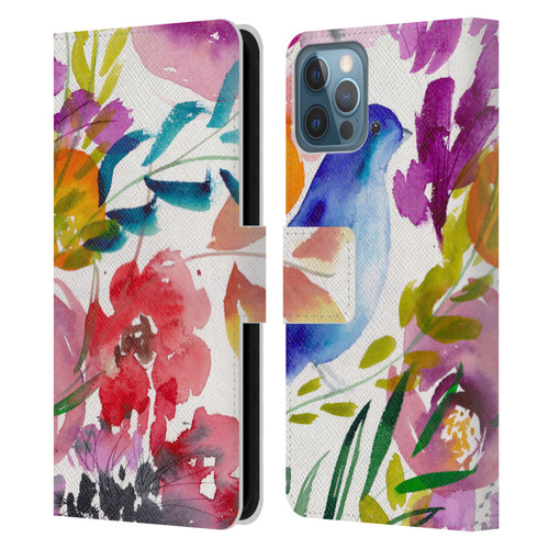 Mai Autumn Floral Garden Bluebird Leather Book Wallet Case Cover For Apple iPhone 12 / iPhone 12 Pro