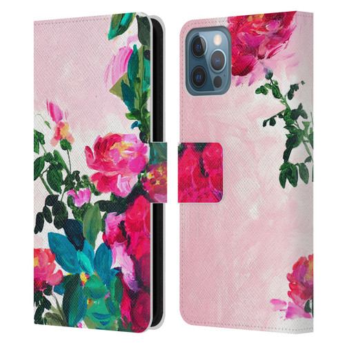 Mai Autumn Floral Garden Rose Leather Book Wallet Case Cover For Apple iPhone 12 / iPhone 12 Pro