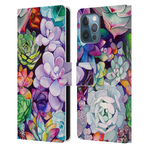 Mai Autumn Floral Garden Succulent Leather Book Wallet Case Cover For Apple iPhone 12 Pro Max