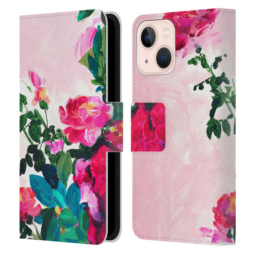 Mai Autumn Floral Garden Rose Leather Book Wallet Case Cover For Apple iPhone 13 Mini