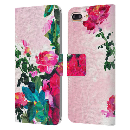 Mai Autumn Floral Garden Rose Leather Book Wallet Case Cover For Apple iPhone 7 Plus / iPhone 8 Plus