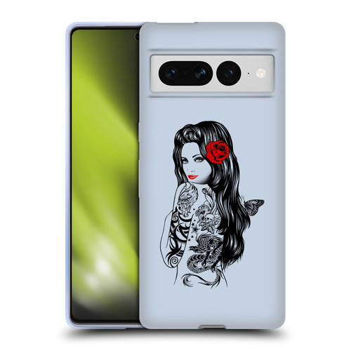 Rachel Caldwell Illustrations Tattoo Girl Soft Gel Case for Google Pixel 7 Pro