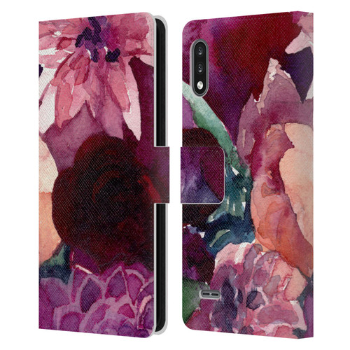 Mai Autumn Floral Garden Dahlias Leather Book Wallet Case Cover For LG K22