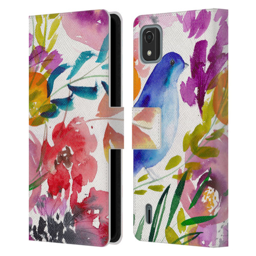 Mai Autumn Floral Garden Bluebird Leather Book Wallet Case Cover For Nokia C2 2nd Edition
