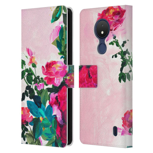 Mai Autumn Floral Garden Rose Leather Book Wallet Case Cover For Nokia C21