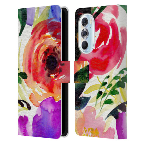 Mai Autumn Floral Garden Bloom Leather Book Wallet Case Cover For Motorola Edge X30