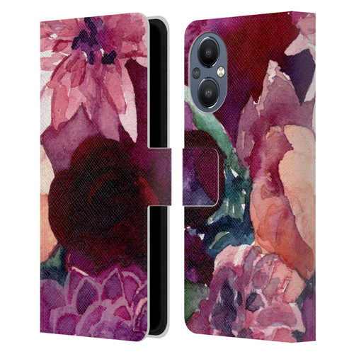 Mai Autumn Floral Garden Dahlias Leather Book Wallet Case Cover For OnePlus Nord N20 5G