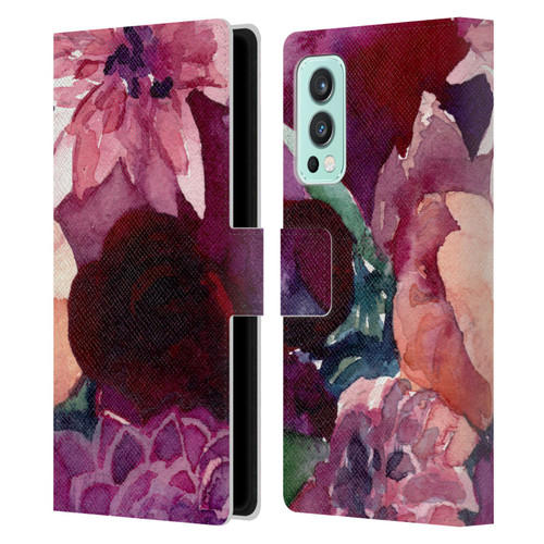 Mai Autumn Floral Garden Dahlias Leather Book Wallet Case Cover For OnePlus Nord 2 5G