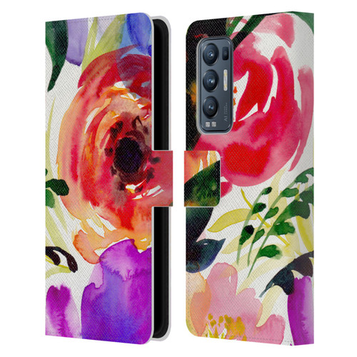 Mai Autumn Floral Garden Bloom Leather Book Wallet Case Cover For OPPO Find X3 Neo / Reno5 Pro+ 5G