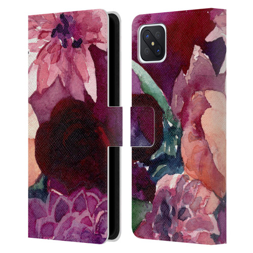 Mai Autumn Floral Garden Dahlias Leather Book Wallet Case Cover For OPPO Reno4 Z 5G