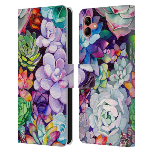 Mai Autumn Floral Garden Succulent Leather Book Wallet Case Cover For Samsung Galaxy A04 (2022)