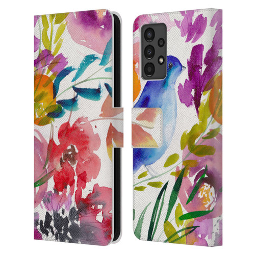 Mai Autumn Floral Garden Bluebird Leather Book Wallet Case Cover For Samsung Galaxy A13 (2022)