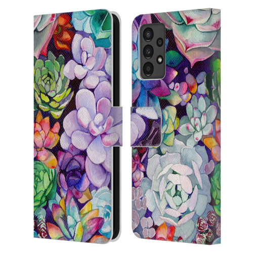 Mai Autumn Floral Garden Succulent Leather Book Wallet Case Cover For Samsung Galaxy A13 (2022)
