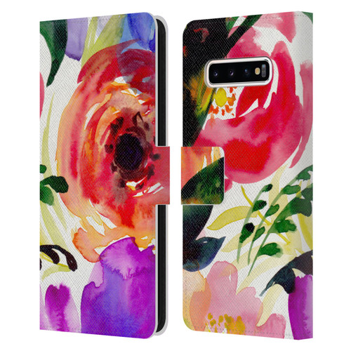 Mai Autumn Floral Garden Bloom Leather Book Wallet Case Cover For Samsung Galaxy S10+ / S10 Plus