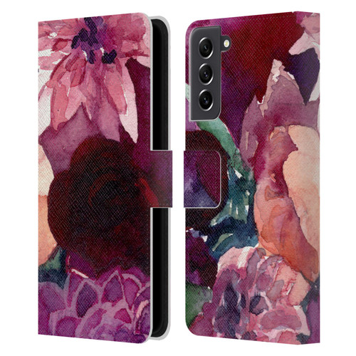 Mai Autumn Floral Garden Dahlias Leather Book Wallet Case Cover For Samsung Galaxy S21 FE 5G