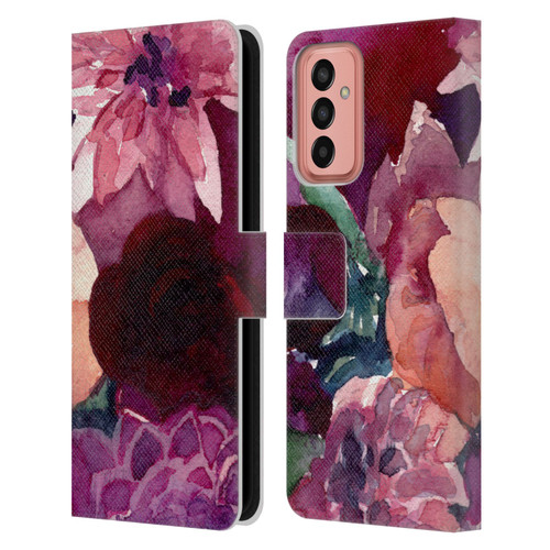 Mai Autumn Floral Garden Dahlias Leather Book Wallet Case Cover For Samsung Galaxy M13 (2022)