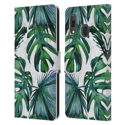 Nature Magick Tropical Palm Leaves On Marble Green Tropics Leather Book Wallet Case Cover For Samsung Galaxy A33 5G (2022)