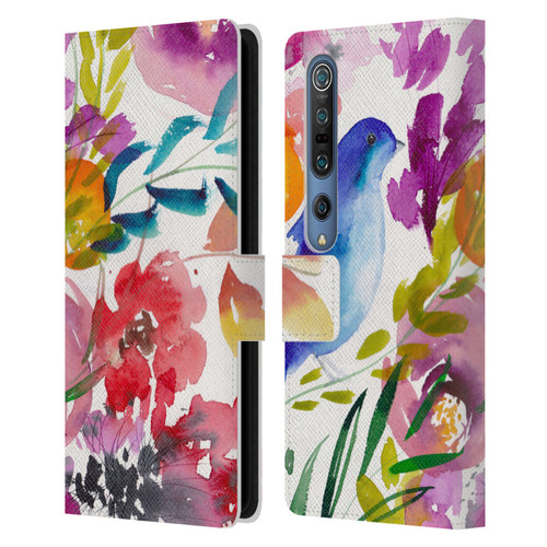 Mai Autumn Floral Garden Bluebird Leather Book Wallet Case Cover For Xiaomi Mi 10 5G / Mi 10 Pro 5G