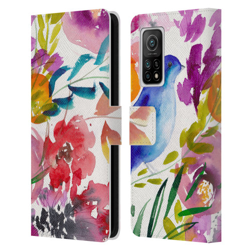 Mai Autumn Floral Garden Bluebird Leather Book Wallet Case Cover For Xiaomi Mi 10T 5G