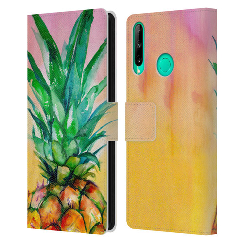 Mai Autumn Paintings Ombre Pineapple Leather Book Wallet Case Cover For Huawei P40 lite E