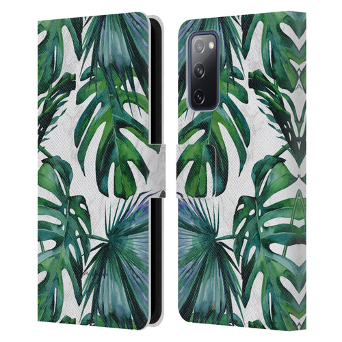 Nature Magick Tropical Palm Leaves On Marble Green Tropics Leather Book Wallet Case Cover For Samsung Galaxy S20 FE / 5G