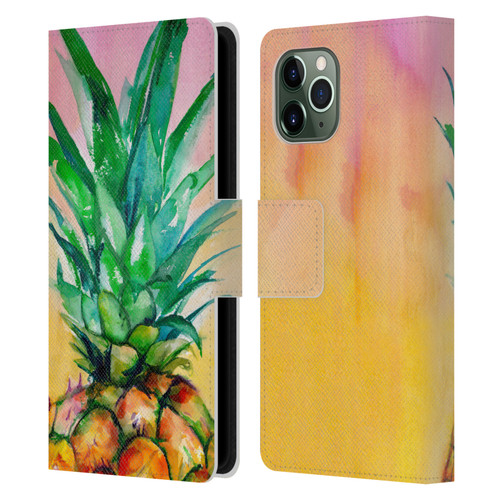 Mai Autumn Paintings Ombre Pineapple Leather Book Wallet Case Cover For Apple iPhone 11 Pro