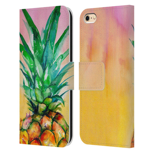 Mai Autumn Paintings Ombre Pineapple Leather Book Wallet Case Cover For Apple iPhone 6 / iPhone 6s