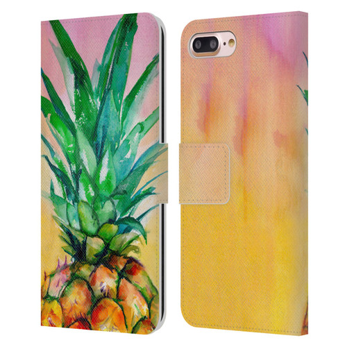 Mai Autumn Paintings Ombre Pineapple Leather Book Wallet Case Cover For Apple iPhone 7 Plus / iPhone 8 Plus