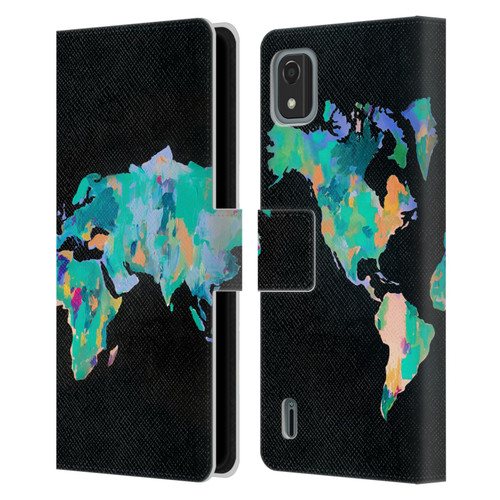 Mai Autumn Paintings World Map Leather Book Wallet Case Cover For Nokia C2 2nd Edition