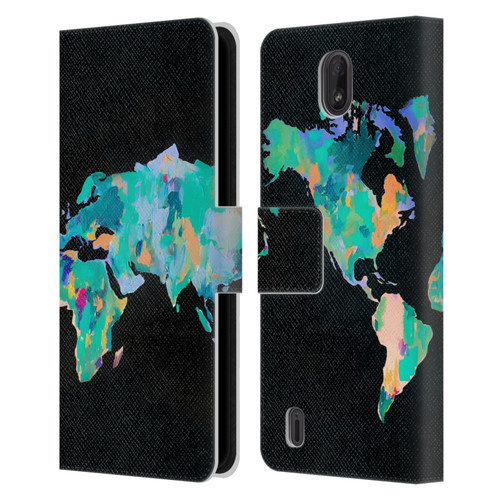 Mai Autumn Paintings World Map Leather Book Wallet Case Cover For Nokia C01 Plus/C1 2nd Edition