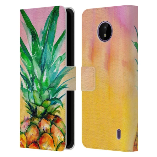 Mai Autumn Paintings Ombre Pineapple Leather Book Wallet Case Cover For Nokia C10 / C20