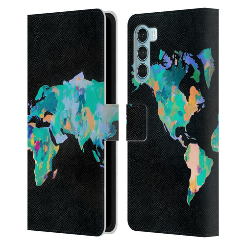 Mai Autumn Paintings World Map Leather Book Wallet Case Cover For Motorola Edge S30 / Moto G200 5G