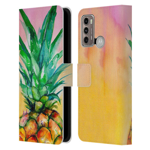 Mai Autumn Paintings Ombre Pineapple Leather Book Wallet Case Cover For Motorola Moto G60 / Moto G40 Fusion