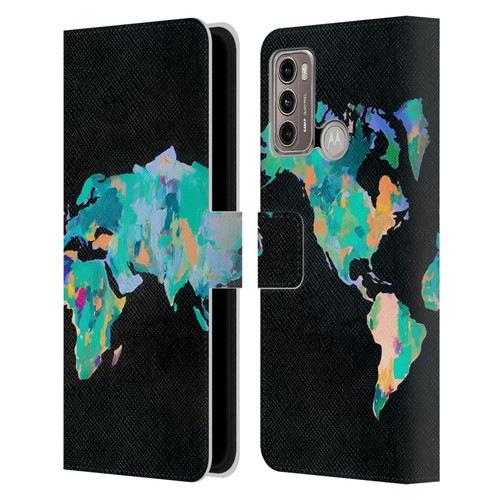 Mai Autumn Paintings World Map Leather Book Wallet Case Cover For Motorola Moto G60 / Moto G40 Fusion